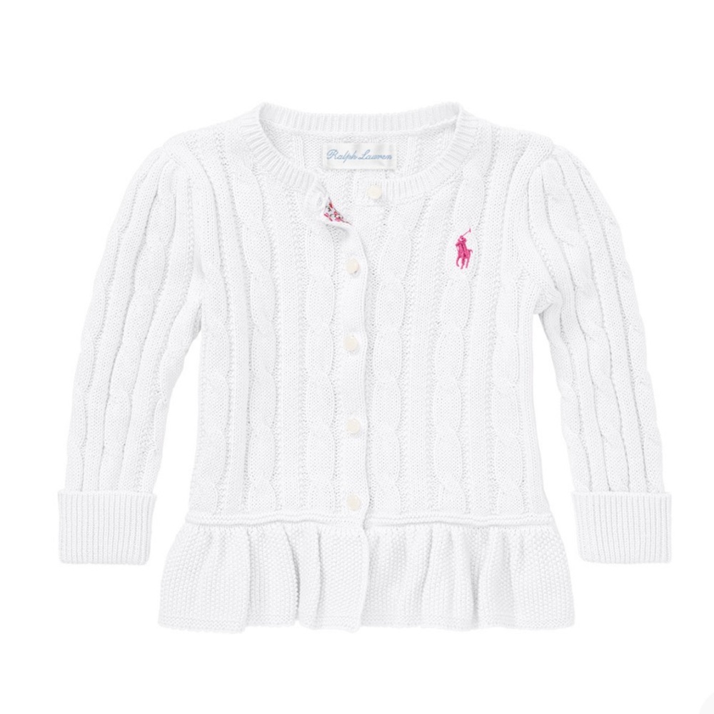 Ralph Lauren Baby Girl White Cardigan Sweater